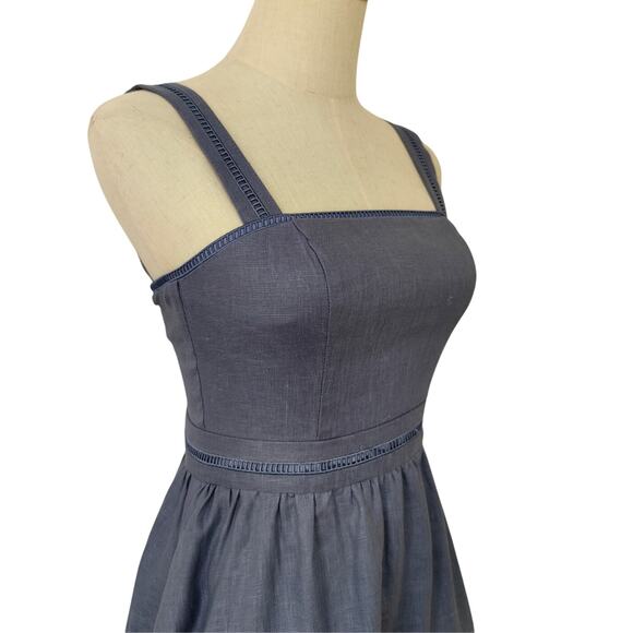 Reformation Everett Square-Neck Linen Midi Dress US 6 - Picture 8 of 11